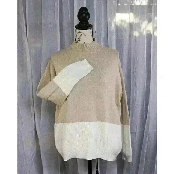 KNIT TURTLENECK SWEATER-BEIGE LADIES - SIZE L - Picture 1 of 14